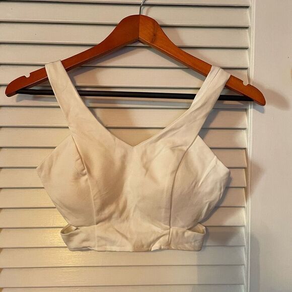 SHENMIN | white fitted crop zip back corset top S - Picture 1 of 4